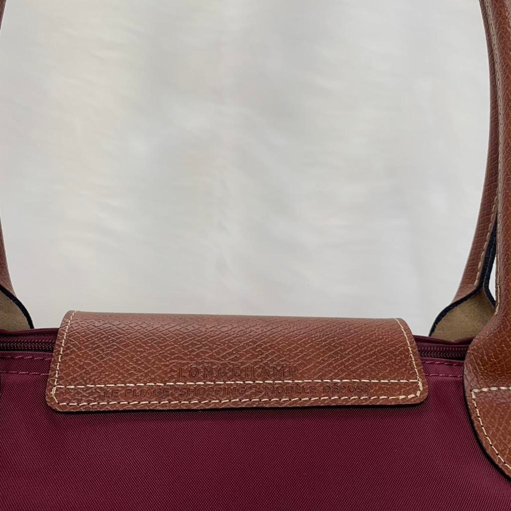 NWT Longchamp Le Pliage Original Burgundy Medium Handbag Canvas Shoulder Tote M - Picture 7 of 7